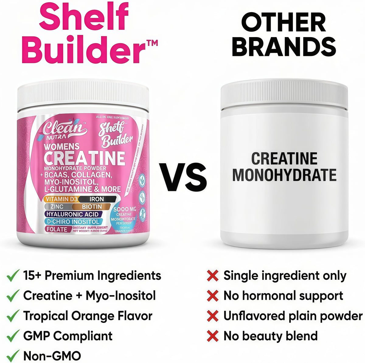 Creatine for Women, Creatine Monohydrate Powder, Collagen, Biotin, BCAA