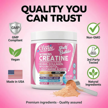 Creatine for Women, Creatine Monohydrate Powder, Collagen, Biotin, BCAA
