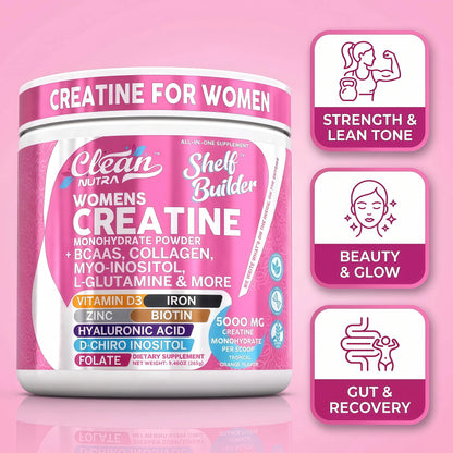 Creatine for Women, Creatine Monohydrate Powder, Collagen, Biotin, BCAA